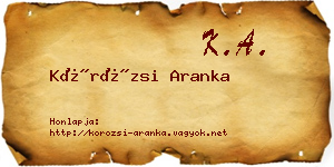 Körözsi Aranka névjegykártya